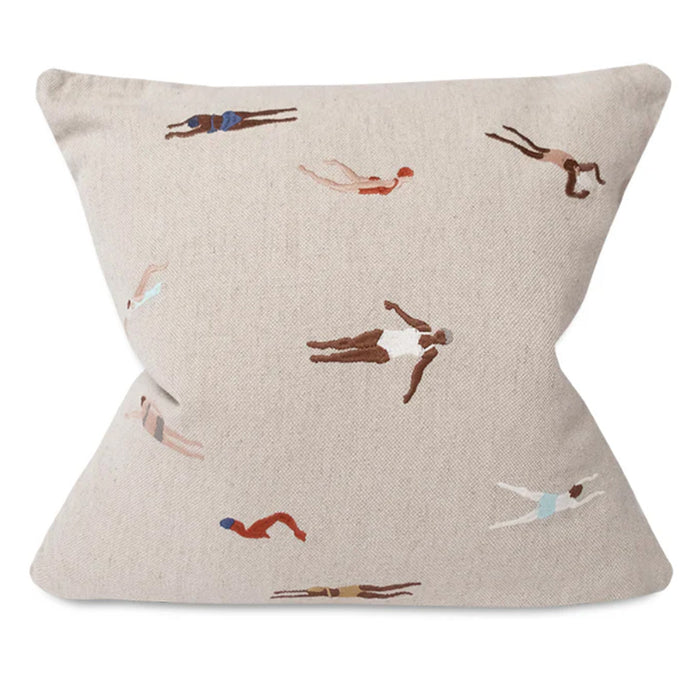Swimmers Embroidered Cushion 45cm