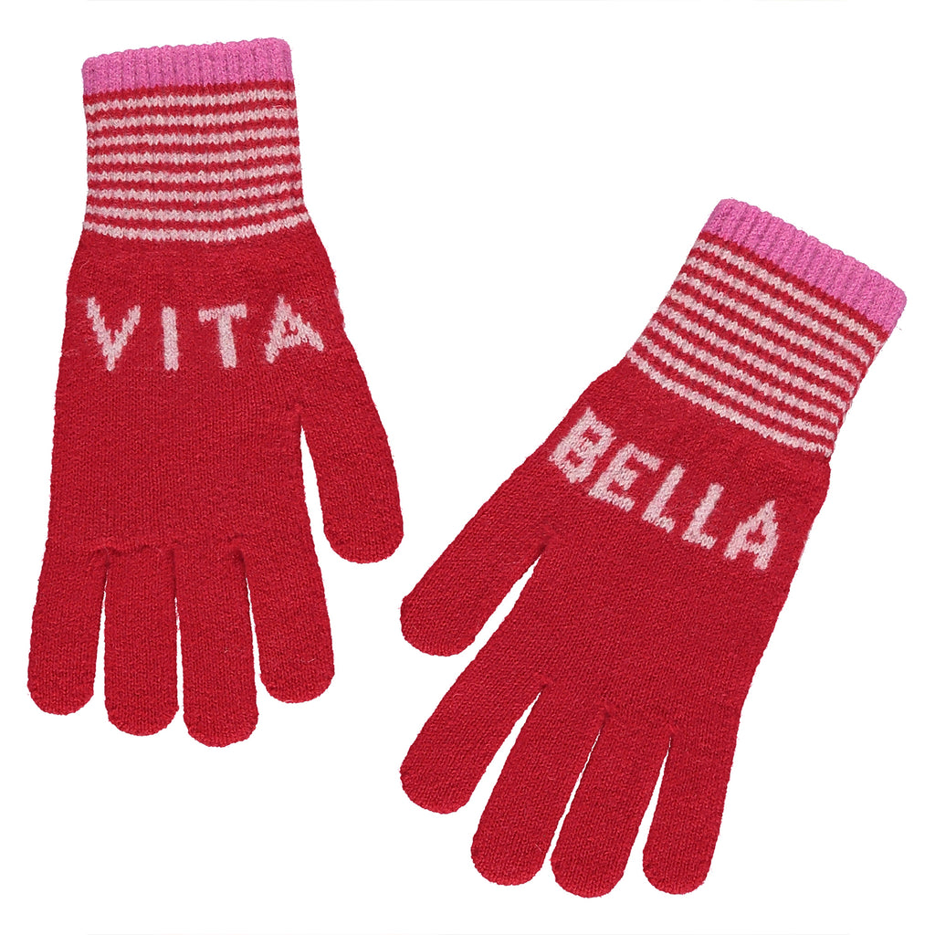 Vita Bella Gloves, Red & Pink