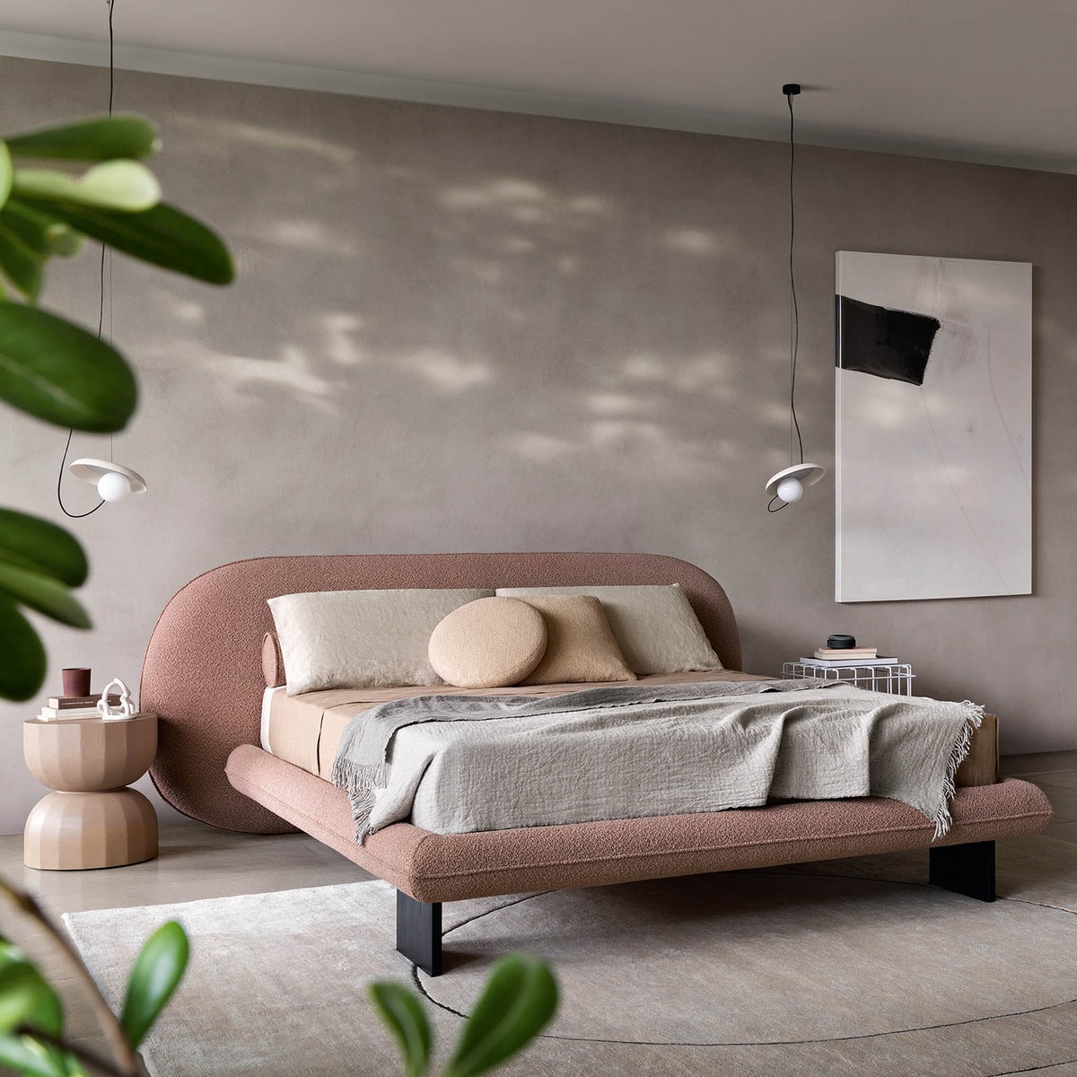 Wabi King Size Bed, Bouclé