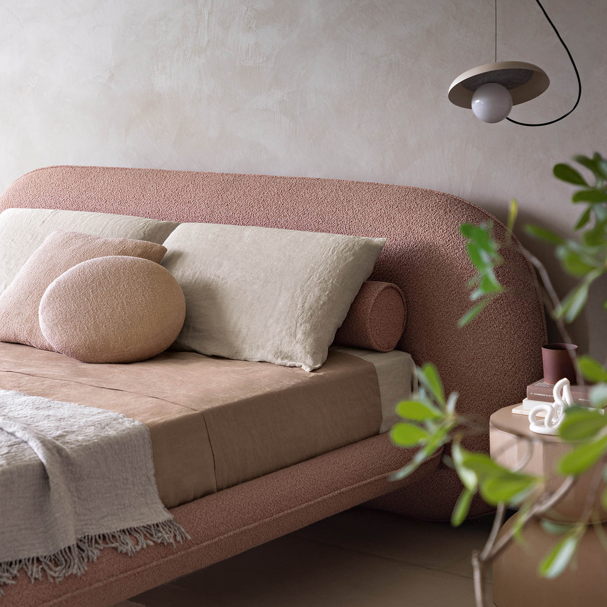 Wabi King Size Bed, Bouclé