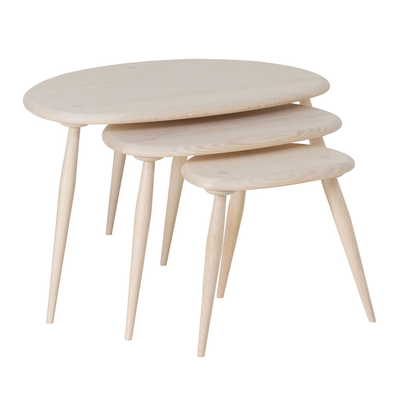 Ercol Collection Pebble Nest of Tables, Solid Ash - Ercol