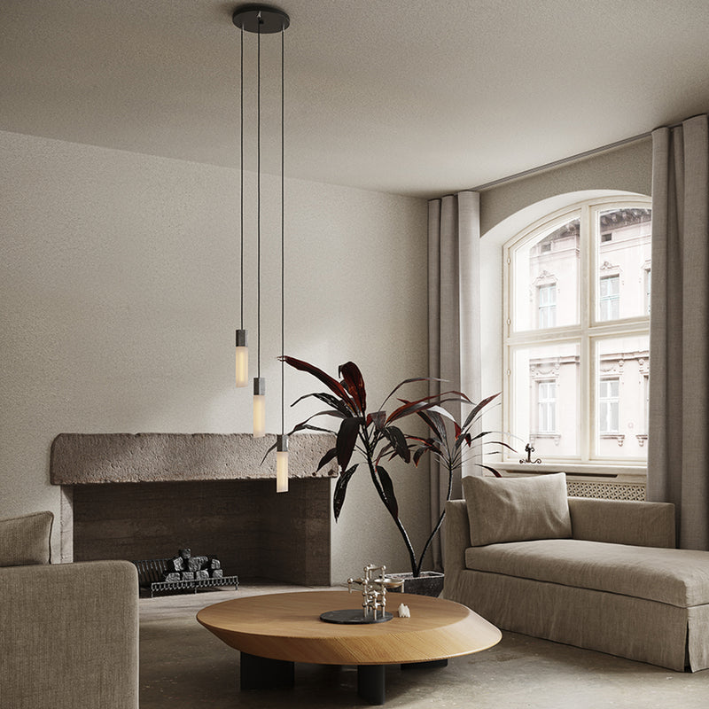 Basalt Suspension Lighting Set, Steel