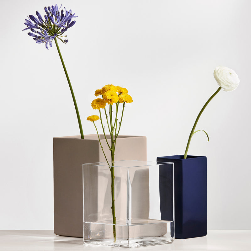 Ruutu Ceramic Vase, Dark Blue